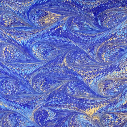 Hand Marbled Paper Bird Wing Pattern in Blues ~ Berretti Marbled Arts